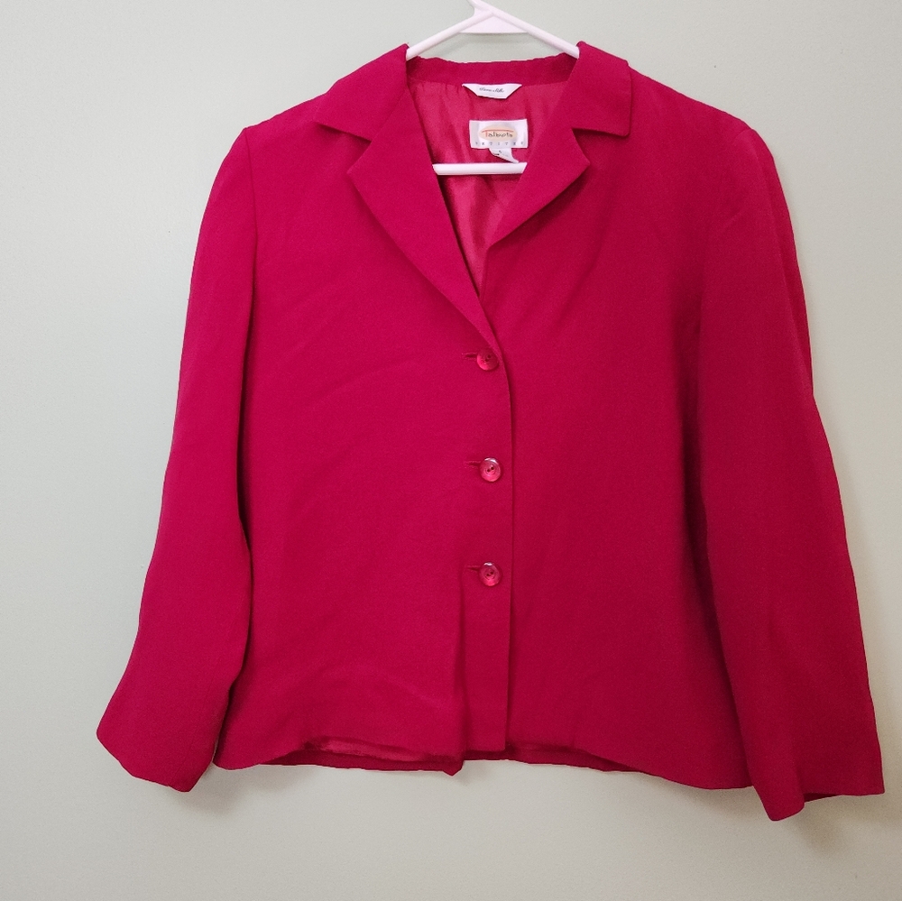 Talbots Petite Pure 100% Silk Blazer Women’s Size 6 6P Pink / Red Classic Jacket
